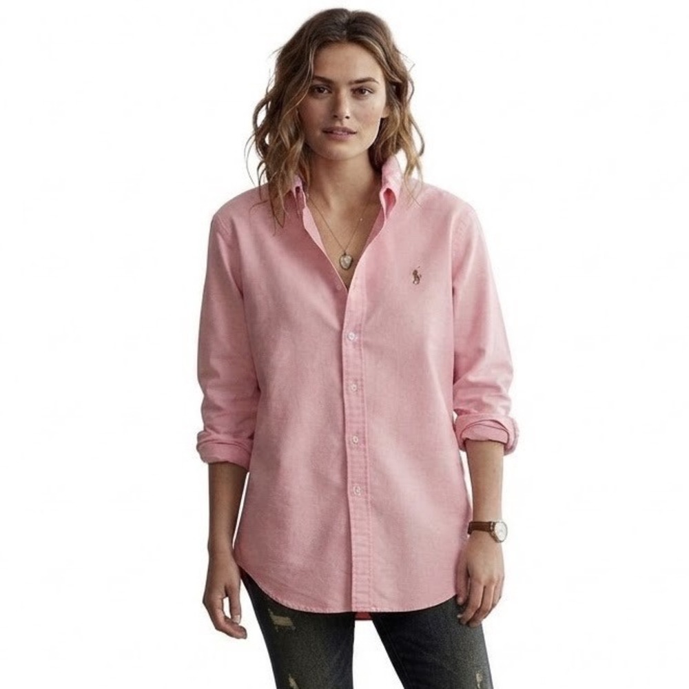 Ralph Lauren Button Down Shirt Pink Polo Horse Oxford Vintage Large 16.5 32/33